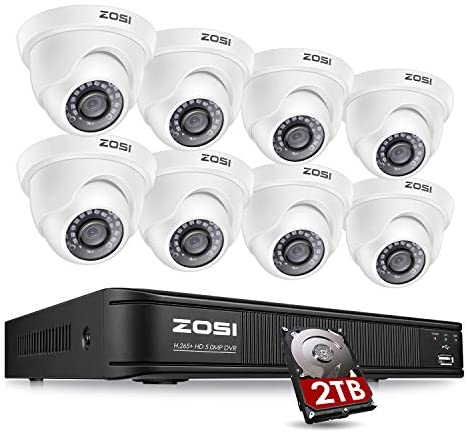 ZOSI Home Security Camera System, 8 Channel Surveillance DVR 1080p Weatherproof Dome Camera Home Security Systems Smart Home Advances