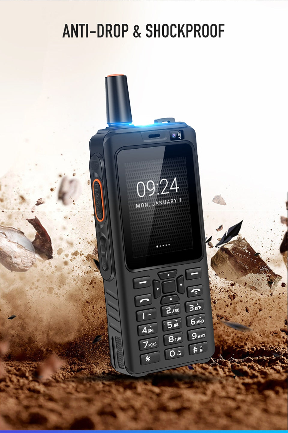 UNIWA Zello Walkie Talkie 4G Mobile Phone 4000mAh Waterproof Rugged 2.4'' Touch Screen