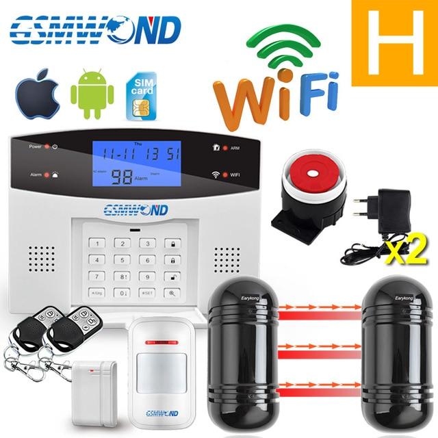 Wifi GSM PSTN Alarm System 433MHz Wireless Sensor Detector Automatic Dial Recording Home Security System Home Security Systems Smart Home Advances Type H English