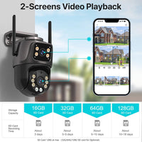 4K 8MP HD Wifi PTZ Camera Outdoor 4MP Dual Lens Dual Screen AI Auto Tracking IP Camera CCTV Audio Video Surveillance P2P iCSee - Smart Home Advances