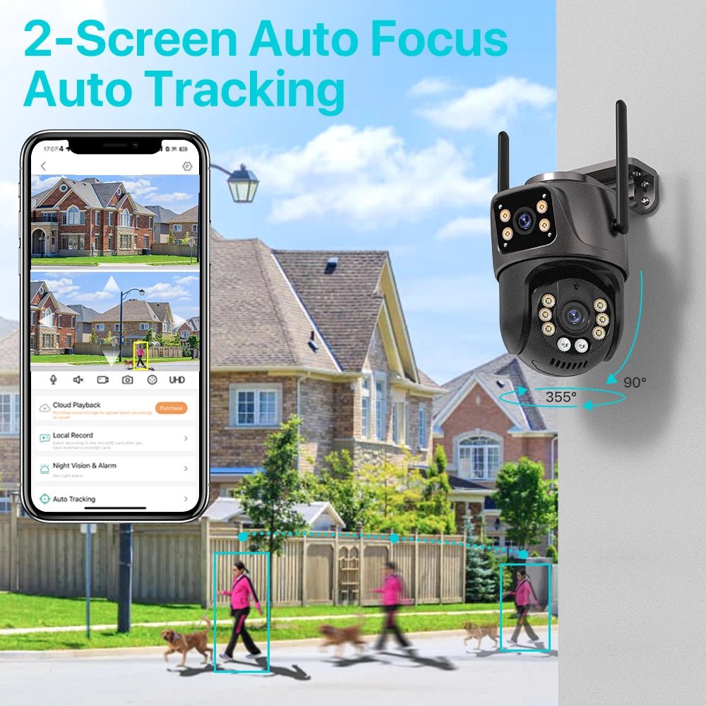 4K 8MP HD Wifi PTZ Camera Outdoor 4MP Dual Lens Dual Screen AI Auto Tracking IP Camera CCTV Audio Video Surveillance P2P iCSee - Smart Home Advances