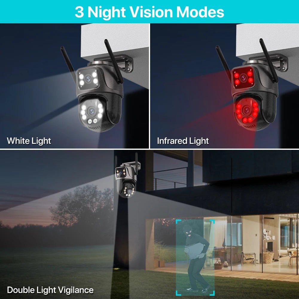 4K 8MP HD Wifi PTZ Camera Outdoor 4MP Dual Lens Dual Screen AI Auto Tracking IP Camera CCTV Audio Video Surveillance P2P iCSee - Smart Home Advances