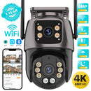 4K 8MP HD Wifi PTZ Camera Outdoor 4MP Dual Lens Dual Screen AI Auto Tracking IP Camera CCTV Audio Video Surveillance P2P iCSee - Smart Home Advances