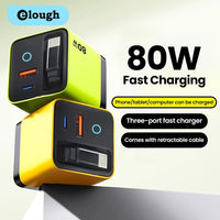 80W Super Fast Charge Type C USB Phone Charger With Telescopic USB C Cable For Iphone 16 15 Samsung Laptop With Light - Smart Home Advances