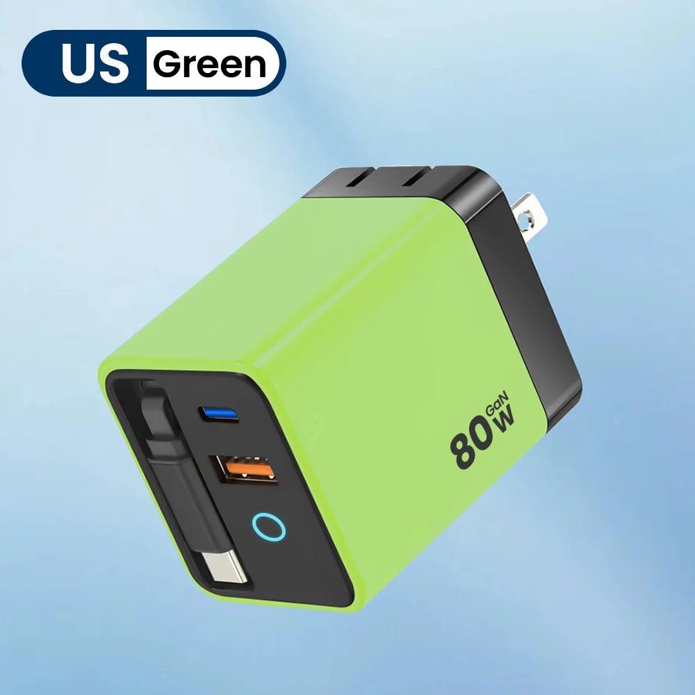 80W Super Fast Charge Type C USB Phone Charger With Telescopic USB C Cable For Iphone 16 15 Samsung Laptop With Light - Smart Home Advances