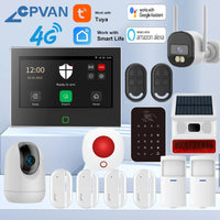 CPVAN Tuya smart Home Alarm System Wireless WiFi 4G 7 inch Home burglar Security Protection Alarm Kit Built - in 5000mAh Battery - Smart Home Advances