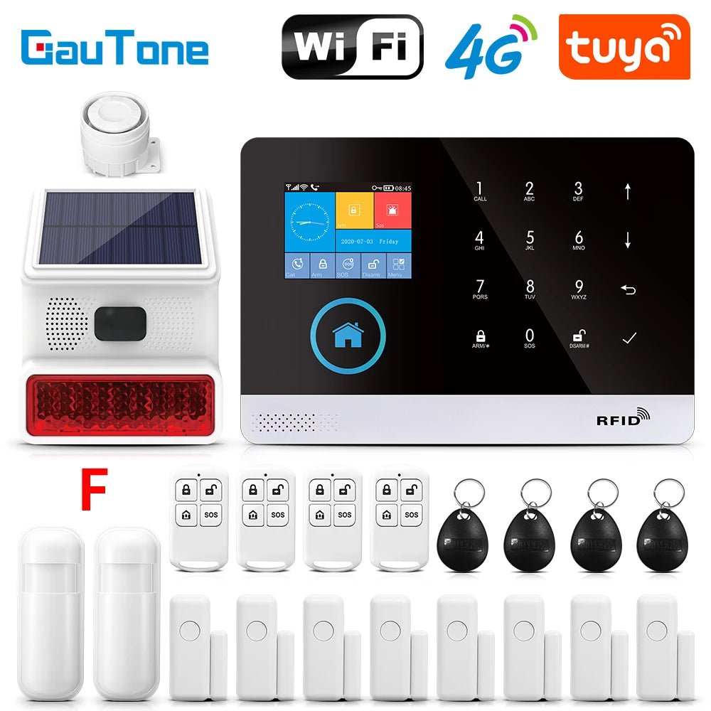 GauTone PG103 Tuya 4G 3G Alarm System GSM Home Security With IP Camera Wireless Solar Siren Support Alexa Smart Life - Smart Home Advances