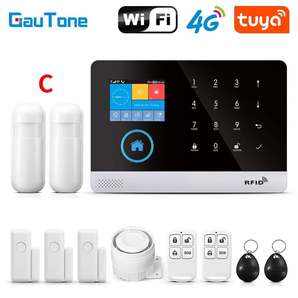 GauTone PG103 Tuya 4G 3G Alarm System GSM Home Security With IP Camera Wireless Solar Siren Support Alexa Smart Life - Smart Home Advances
