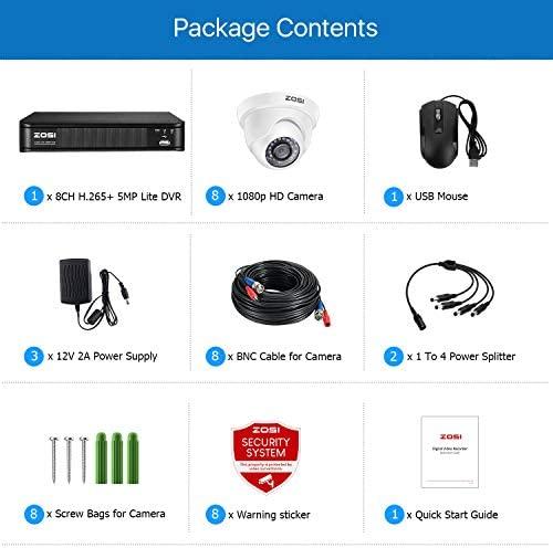 ZOSI Home Security Camera System, 8 Channel Surveillance DVR 1080p Weatherproof Dome Camera Home Security Systems Smart Home Advances 