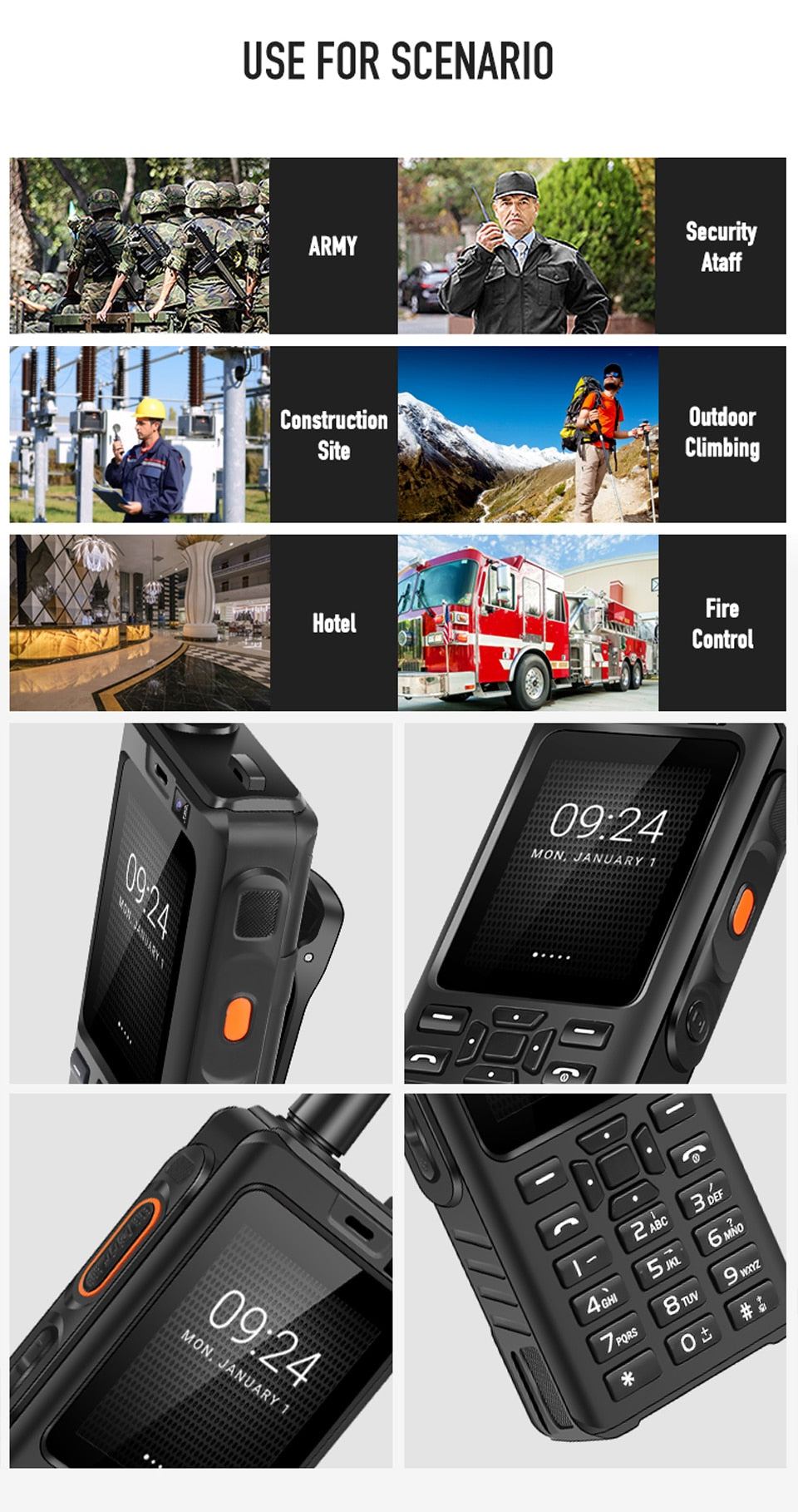 UNIWA Zello Walkie Talkie 4G Mobile Phone 4000mAh Waterproof Rugged 2.4'' Touch Screen - Smart Home Advances