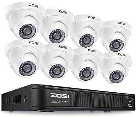 ZOSI Home Security Camera System, 8 Channel Surveillance DVR 1080p Weatherproof Dome Camera